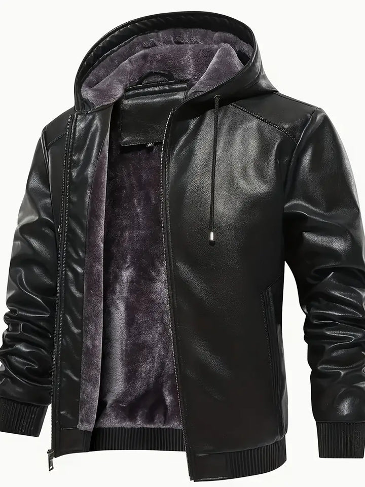 CHEXPEL MEN'S PU HOODED LEATHER JACKET 9021