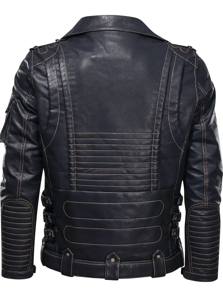 CHEXPEL MEN'S ZIPPER BIKER LEATHER JACKET 2001