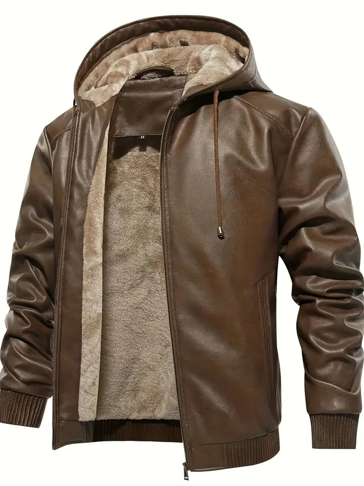 CHEXPEL MEN'S PU HOODED LEATHER JACKET 9021