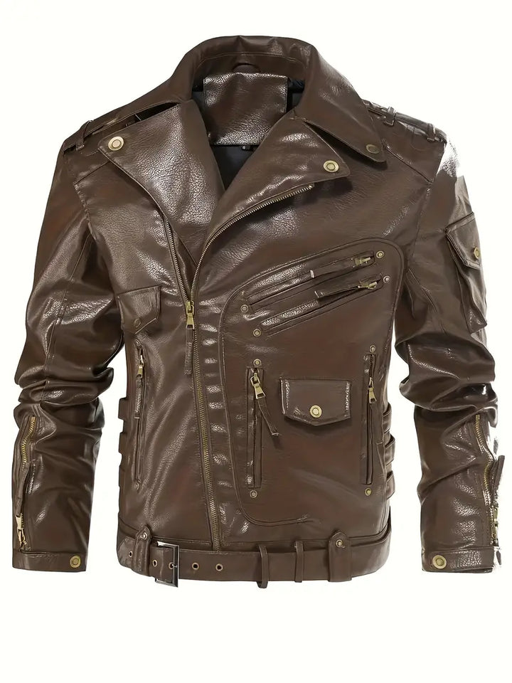 CHEXPEL MEN'S ZIPPER BIKER LEATHER JACKET 2001