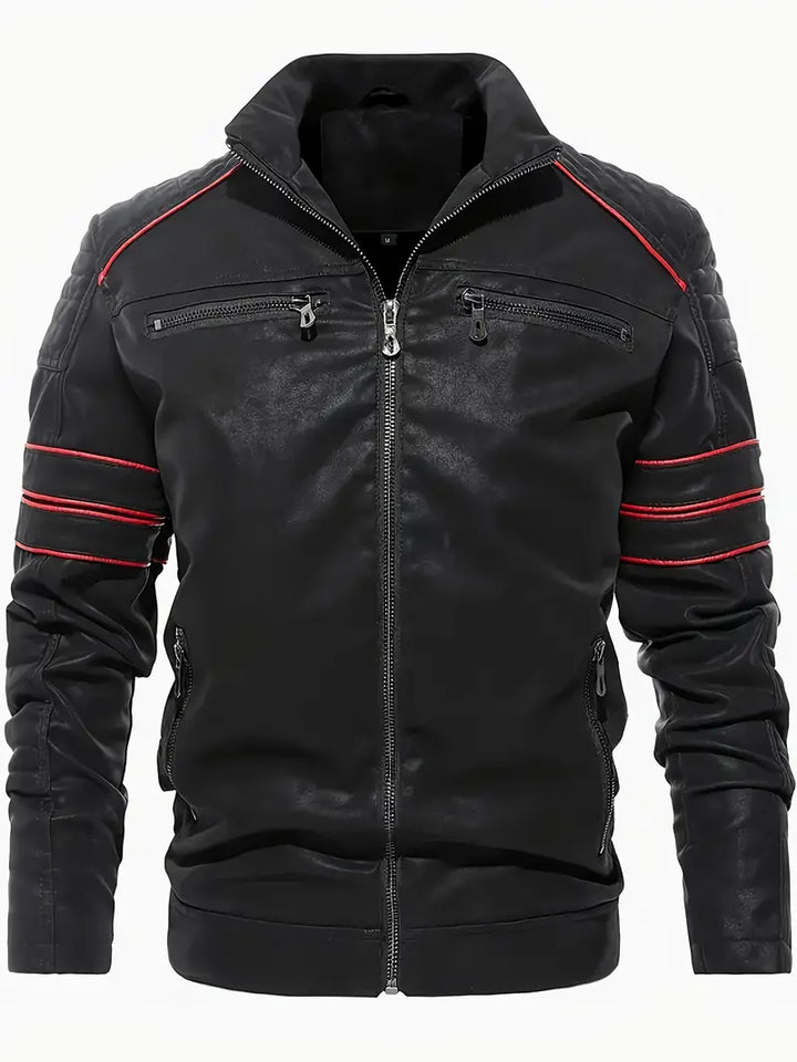 CHEXPEL MEN'S PU LEATHER JACKET WITH ZIPPER POCKETS 2999