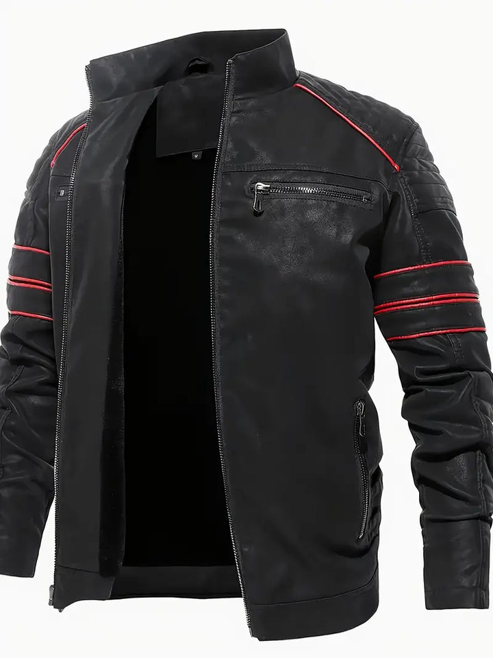 CHEXPEL MEN'S PU LEATHER JACKET WITH ZIPPER POCKETS 2999