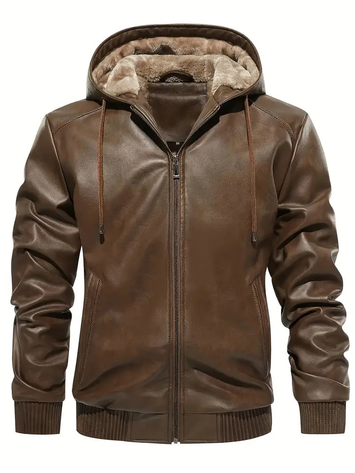 CHEXPEL MEN'S PU HOODED LEATHER JACKET 9021