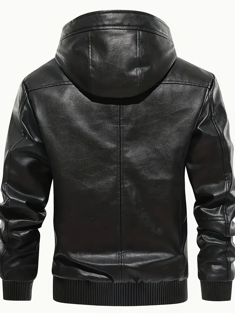 CHEXPEL MEN'S PU HOODED LEATHER JACKET 9021