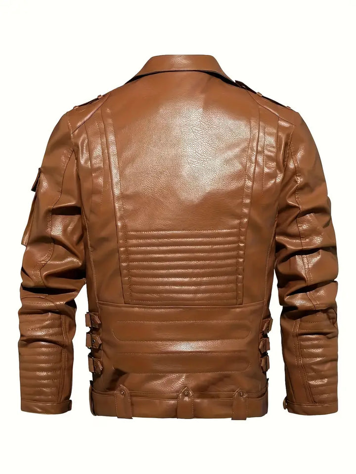 CHEXPEL MEN'S ZIPPER BIKER LEATHER JACKET 2001