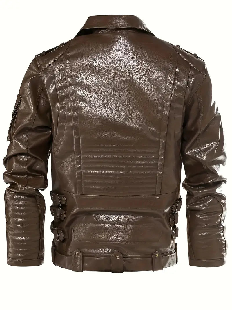 CHEXPEL MEN'S ZIPPER BIKER LEATHER JACKET 2001